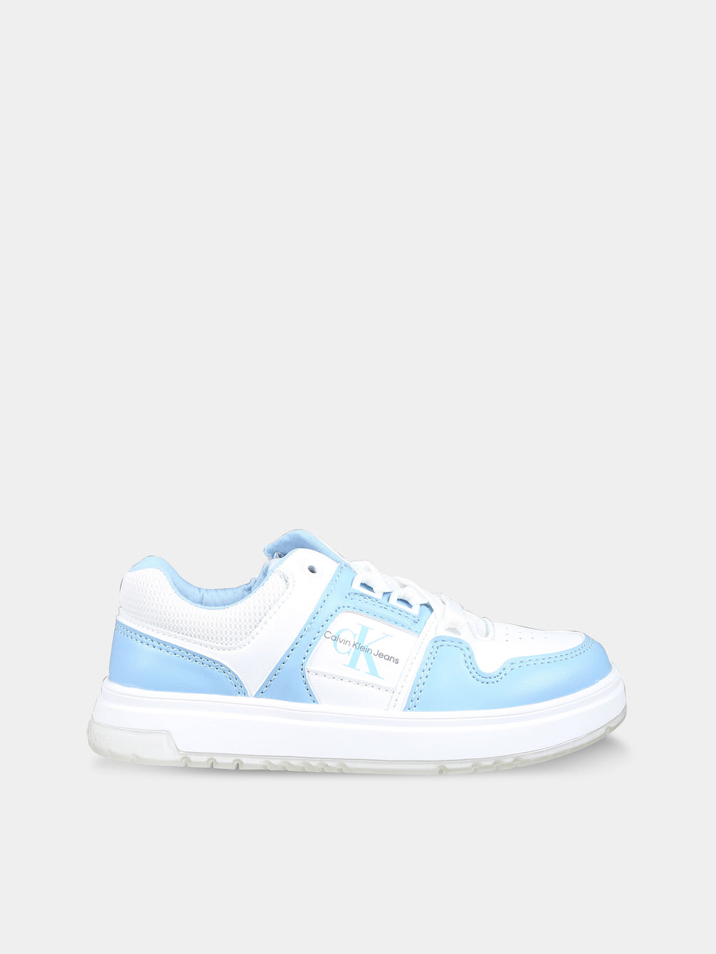 Light blue sneakers for kids with logo